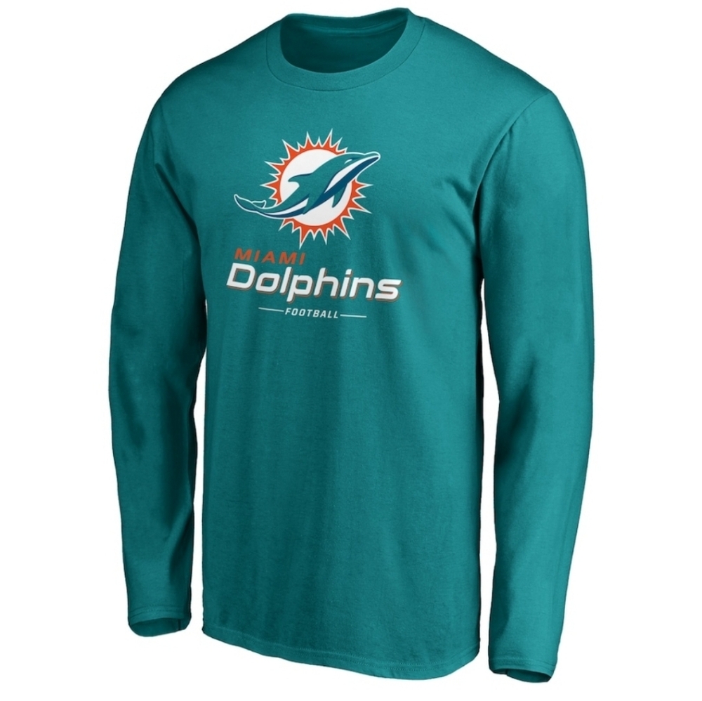 Miami Dolphins Fanatics Team Lockup Long Sleeve T-Shirt NFL Aqua Men's 3XL NWT
